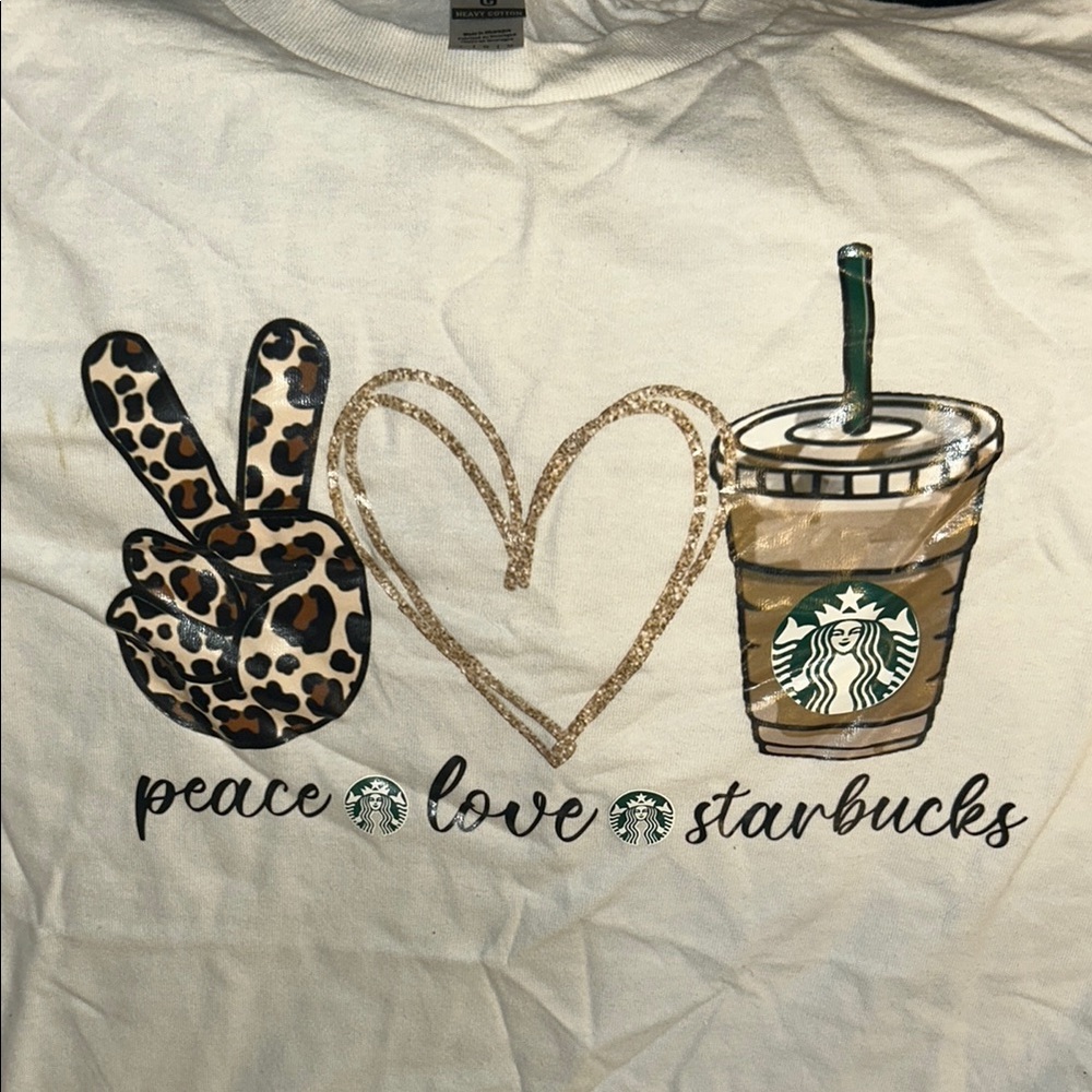 Starbucks Graphic Tee with Leopard Print